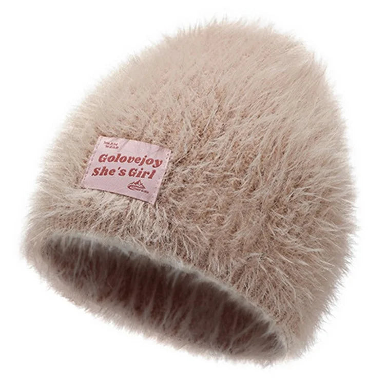 GOLOVEJOY DMZ97 Women's Faux Mink Fur Winter Knited Hat Windproof Warm Ear Protection Cap with High Elasity One Size