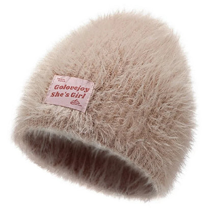 GOLOVEJOY DMZ97 Women's Faux Mink Fur Winter Knited Hat Windproof Warm Ear Protection Cap with High Elasity One Size