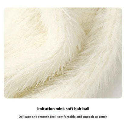 GOLOVEJOY DMZ97 Women's Faux Mink Fur Winter Knited Hat Windproof Warm Ear Protection Cap with High Elasity One Size