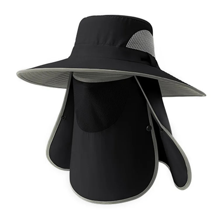 XMZ273 55-60CM UV Protection Nylon Fishing Hat Cap with Detachable Face Cover