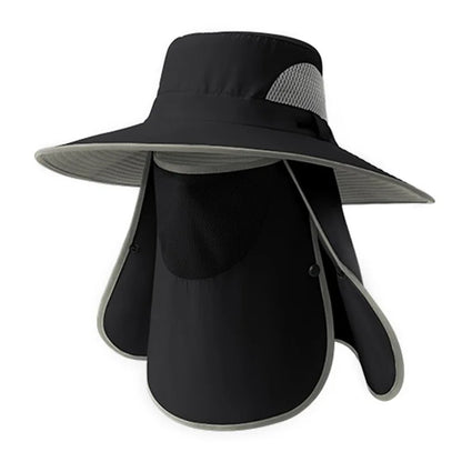 XMZ273 55-60CM UV Protection Nylon Fishing Hat Cap with Detachable Face Cover