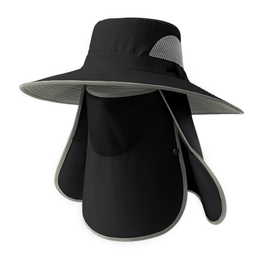 XMZ273 55-60CM UV Protection Nylon Fishing Hat Cap with Detachable Face Cover