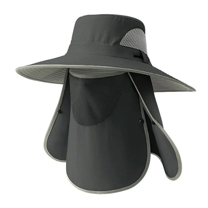 XMZ273 55-60CM UV Protection Nylon Fishing Hat Cap with Detachable Face Cover