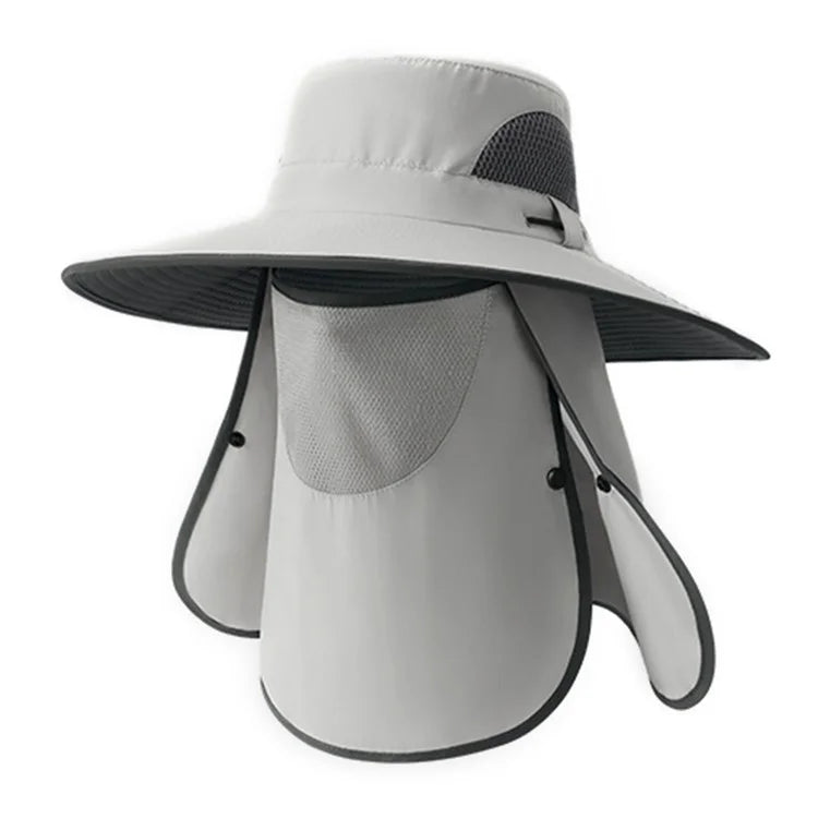 XMZ273 55-60CM UV Protection Nylon Fishing Hat Cap with Detachable Face Cover