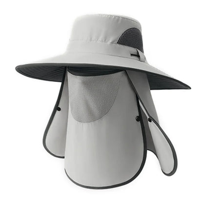 XMZ273 55-60CM UV Protection Nylon Fishing Hat Cap with Detachable Face Cover