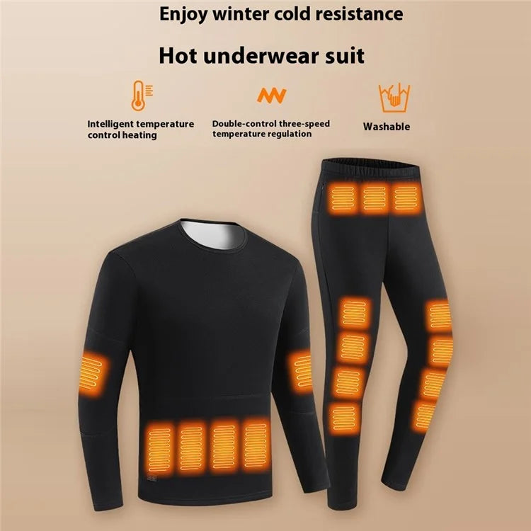 1805-30 Winter 30 Heating Zones Thermal Underwear Electric Heating Cold-Proof Underwear Suit (Without Power Bank)
