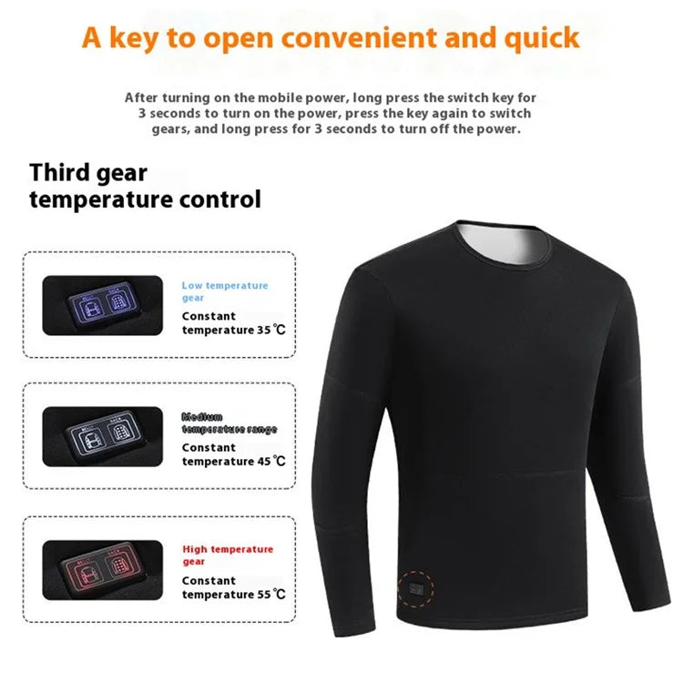 1805-30 Winter 30 Heating Zones Thermal Underwear Electric Heating Cold-Proof Underwear Suit (Without Power Bank)