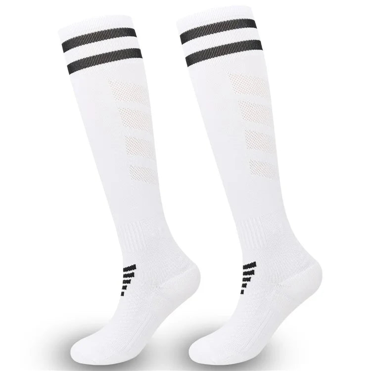 A5139 1 Pair Soccer Socks Striped Design Football High Tube Sports Socks, Size: L