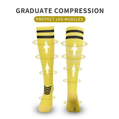 A5139 1 Pair Soccer Socks Striped Design Football High Tube Sports Socks, Size: L