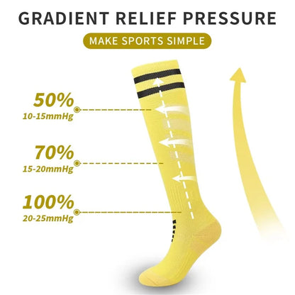 A5139 1 Pair Soccer Socks Striped Design Football High Tube Sports Socks, Size: L