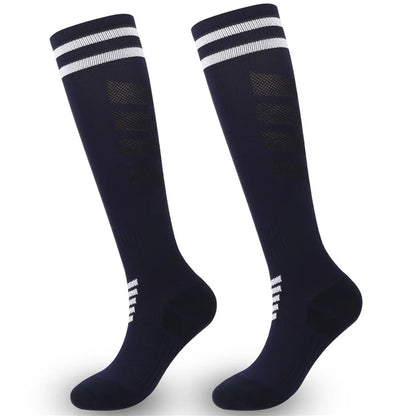 A5139 1 Pair Soccer Socks Striped Design Football High Tube Sports Socks, Size: L