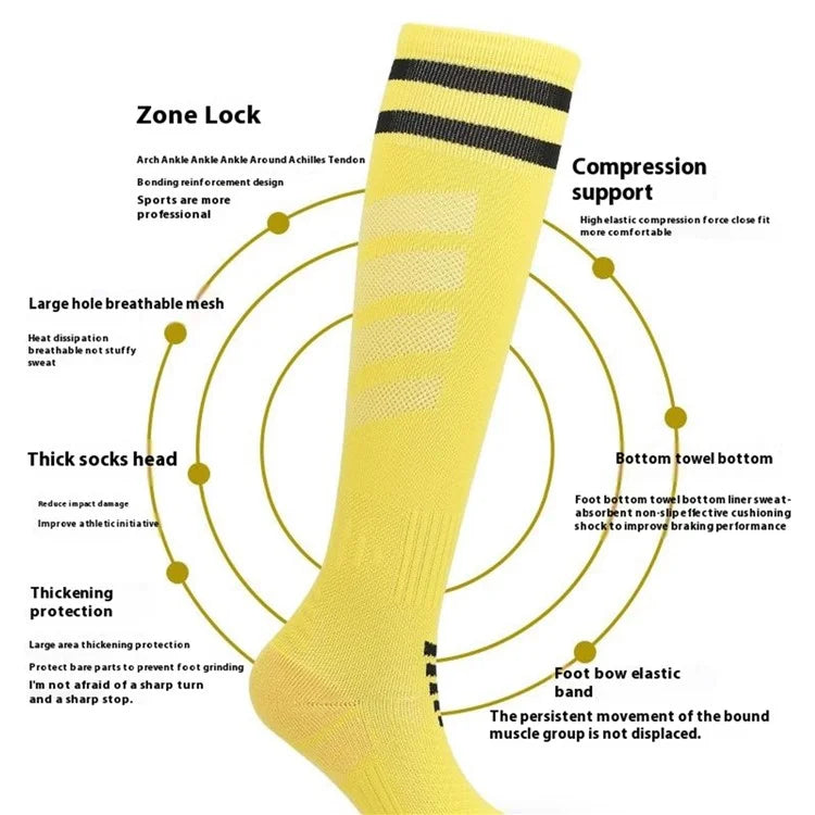 A5139 1 Pair Soccer Socks Striped Design Football High Tube Sports Socks, Size: L