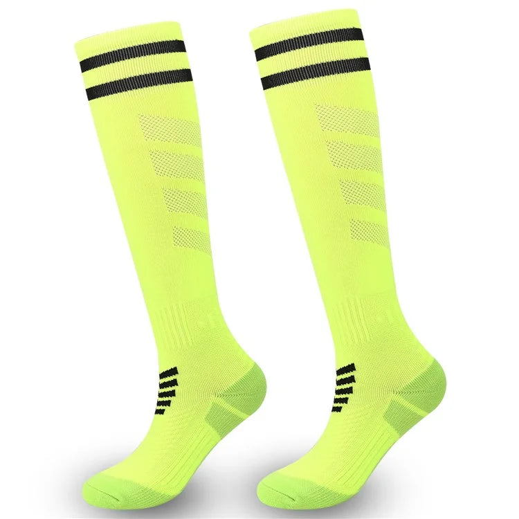 A5139 1 Pair Soccer Socks Striped Design Football High Tube Sports Socks, Size: L