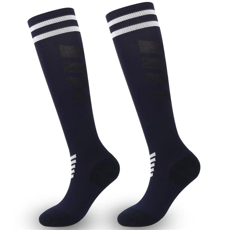 A5139 1 Pair Soccer Socks Striped Design Football High Tube Sports Socks, Size: M