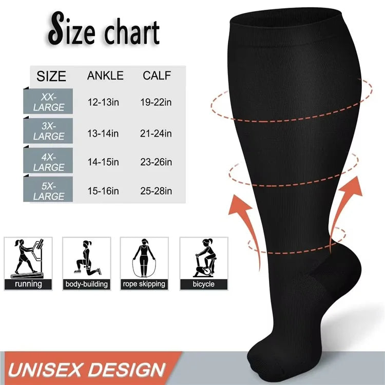 A5141 1 Pair Plus Size Fitness Socks Running Extra Width Socks for Men and Women (4XL)