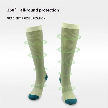 A6601 1 Pair Soccer Compression Socks Calf Knee High Tube Running Sweat-Absorbed Stockings