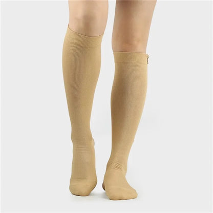 A5115 1 Pair Sports Zipper Compression Socks Calf High Tube Compression Stockings