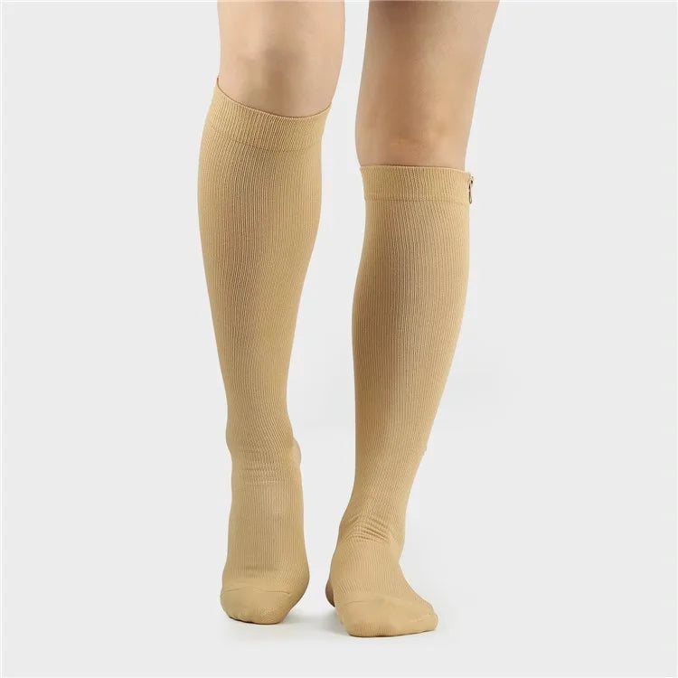 A5115 1 Pair Sports Zipper Compression Socks Calf High Tube Compression Stockings