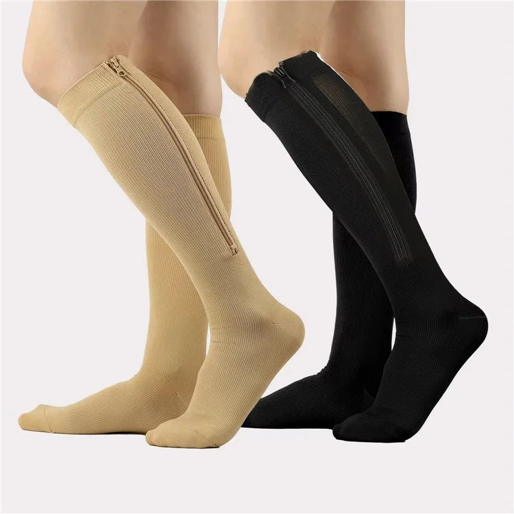 A5115 1 Pair Sports Zipper Compression Socks Calf High Tube Compression Stockings