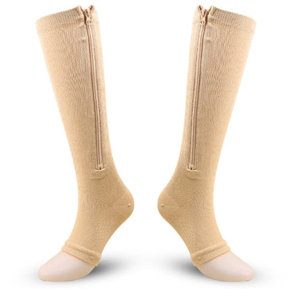 A5109 1 Pair Sports Zipper Compression Socks Calf High Tube Compression Stockings