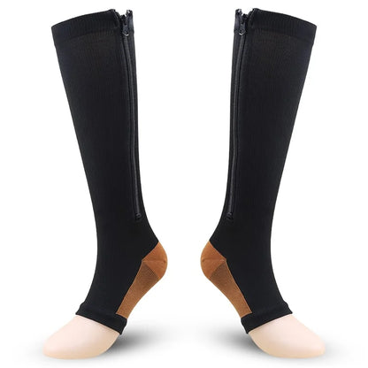 A5109 1 Pair Sports Zipper Compression Socks Calf High Tube Compression Stockings