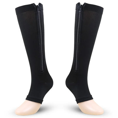 A5109 1 Pair Sports Zipper Compression Socks Calf High Tube Compression Stockings