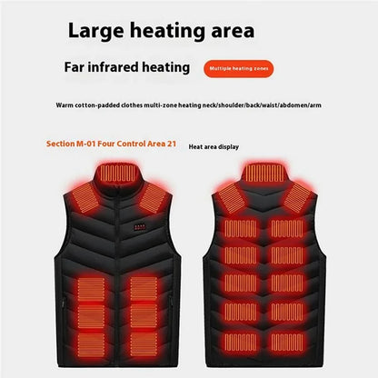 M01 Outdoor Electric Heated Winter Vest Men Women 21 Heating Zones 3-Gear Warm Jacket (Without Power Bank)