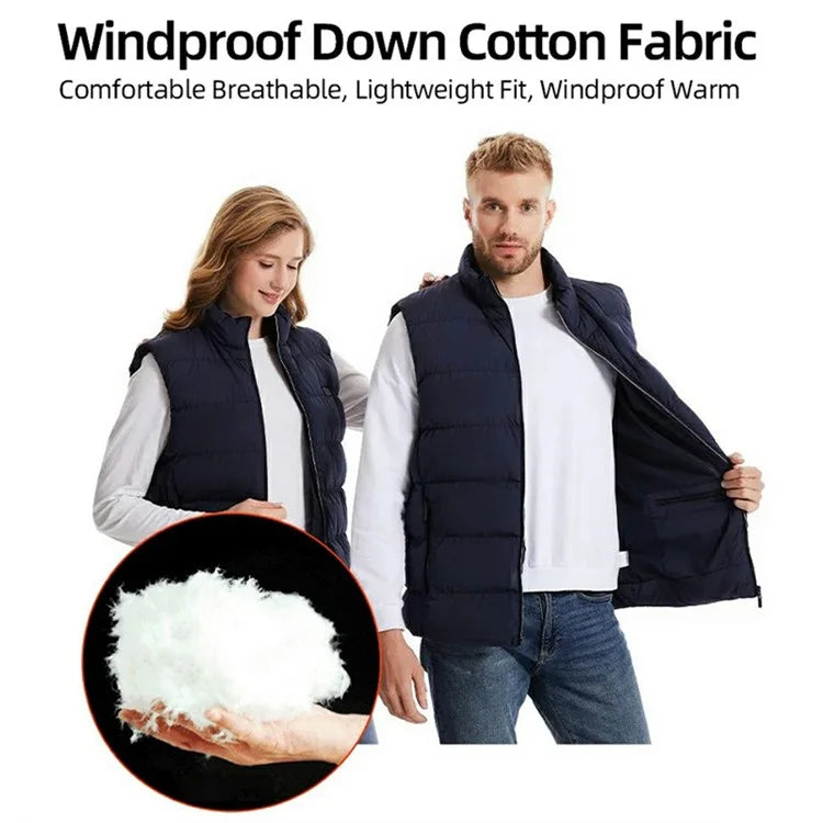 M01 Winter 26 Heating Zones Warm Jacket Outdoor 3-Gear Electric Heated Zipper Vest (Without Power Bank)