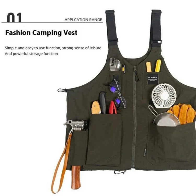 NOBANA Waterproof Polyester Camping Vest Hiking Waistcoat with Multiple Pockets, One Size