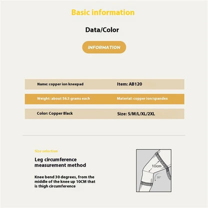 AB120 1PCS Protective Knee Pad Copper Ion Fabric Breathable Leg Sleeve for Badminton Basketball Runing Fitness Injury Care