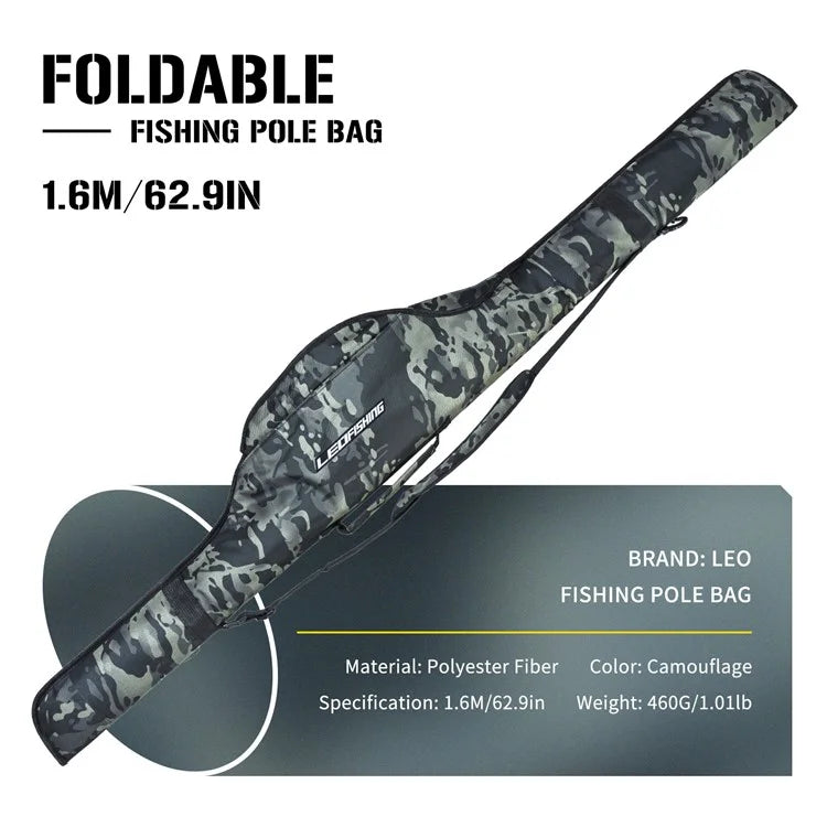 LEO 28247 160CM Fishing Rod Case Nylon Cloth Fishing Pole Carrying Shoulder Bag Storage Organizer