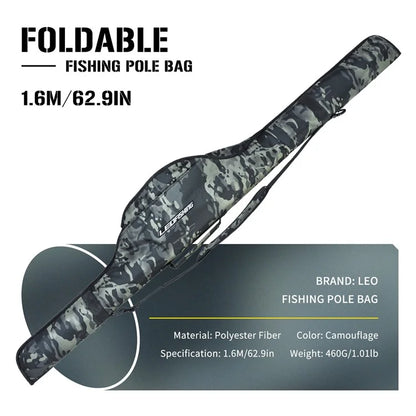LEO 28247 160CM Fishing Rod Case Nylon Cloth Fishing Pole Carrying Shoulder Bag Storage Organizer