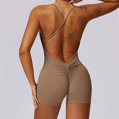 8605 Quick-Dry One-Piece Jumpsuits Unitard Bodysuit Workout Rompers Yoga Clothes