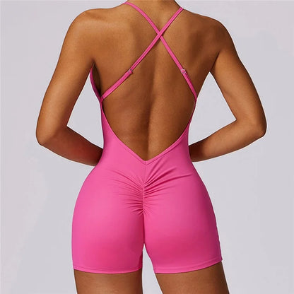 8605 Quick-Dry One-Piece Jumpsuits Unitard Bodysuit Workout Rompers Yoga Clothes