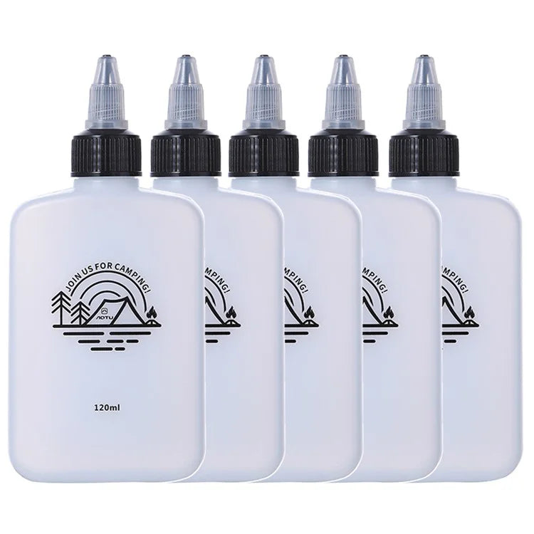 HALIN 5PCS Mini Squeeze Oil Bottles 120ml Liquid Containers for Camping BBQ Picnic (BPA-Free, No FDA)