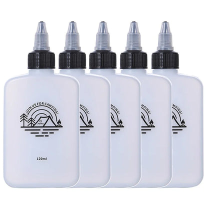 HALIN 5PCS Mini Squeeze Oil Bottles 120ml Liquid Containers for Camping BBQ Picnic (BPA-Free, No FDA)