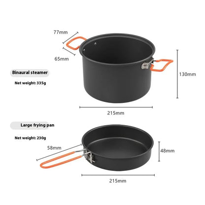 AOTU Camping 1.6L Kettle + 5.0L Cooking Steam Pot + Fry Pan (BPA-Free, No FDA)