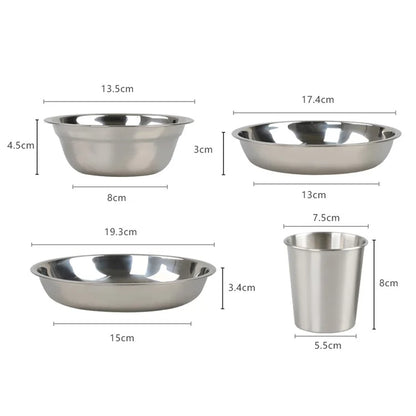 AOTU DS-718 Camping Cookware Set Kettle Cooking Pot Fry Pan Stainless Steel Plate Bowl Water Cup (BPA-Free, No FDA)