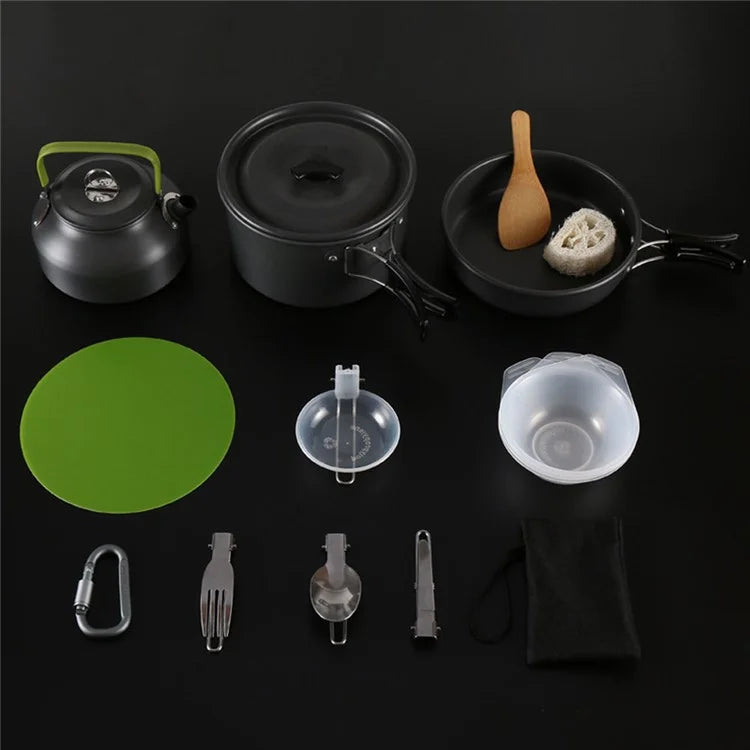 AOTU Camping Cookware Set Kettle Cooking Pot Fry Pan Cutting Board Kit (BPA-Free, No FDA)