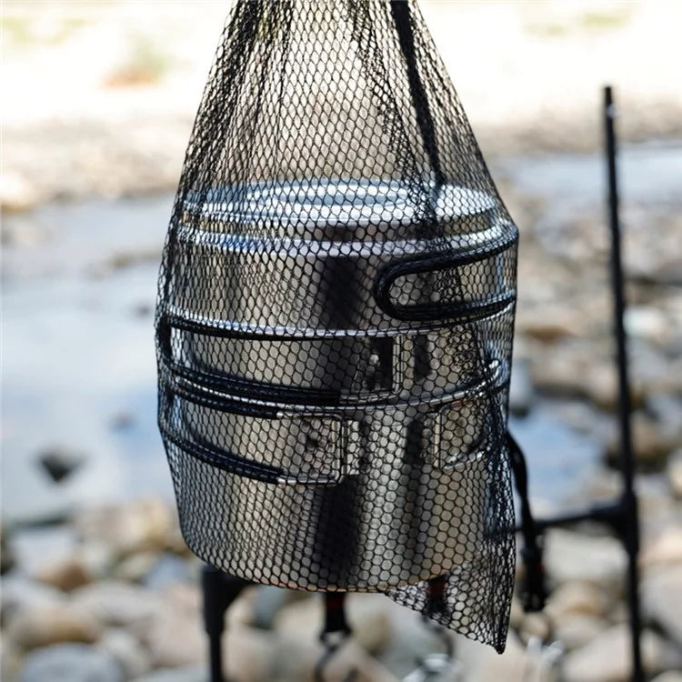 AL687778680059 5Pcs / Set 304 Stainless Steel Foldable Handle Outdoor Picnic Pot Cup Set (No FDA, BPA-free)