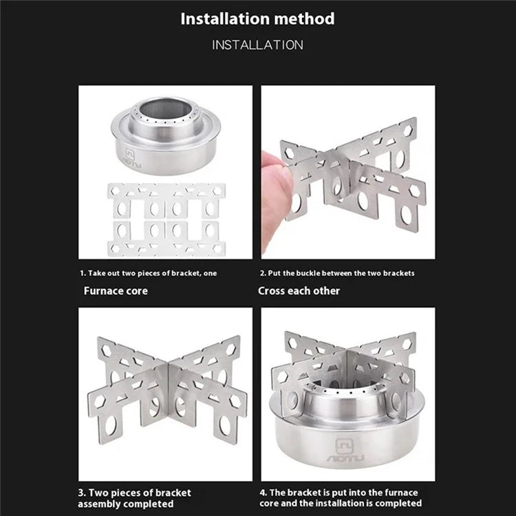 AOTU Portable Alcohol Stove Stainless Steel Outdoor Camping Spirit Burner for Picnic Hiking