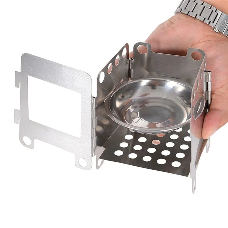 AOTU Stainless Steel Outdoor Wood Burning Stove Folding Burner Charcoal Alcohol Stove