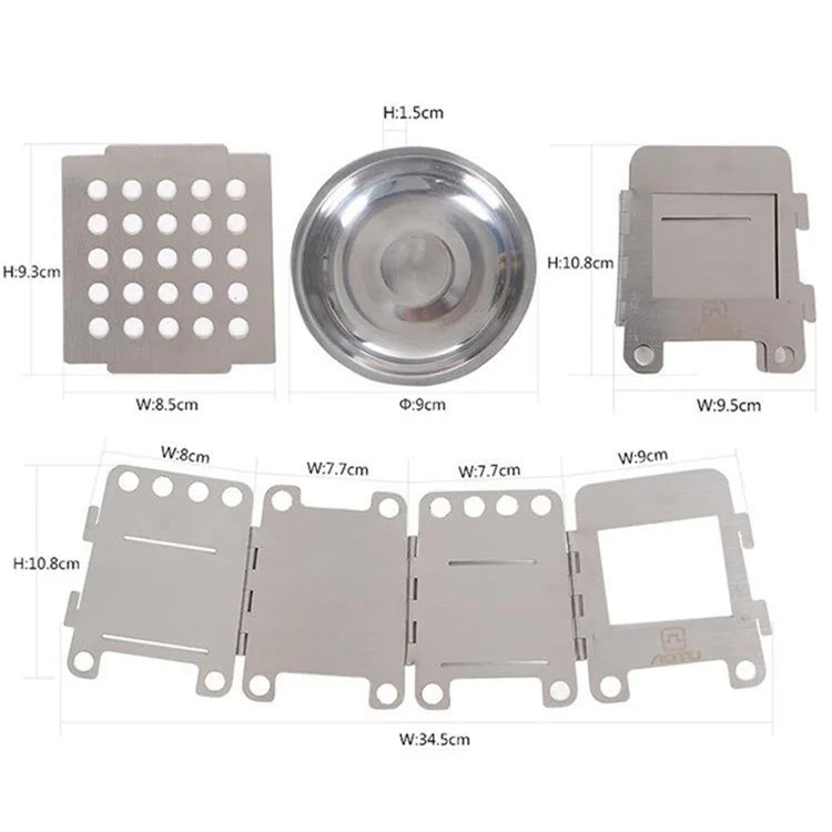 AOTU Stainless Steel Outdoor Wood Burning Stove Folding Burner Charcoal Alcohol Stove