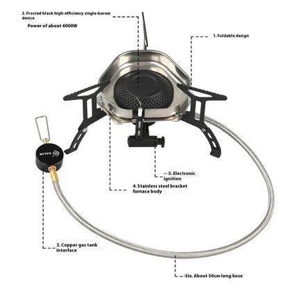 HALIN DS521 Outdoor Camping Stove Stainless Steel+Copper Gas Burner Cooking Tool