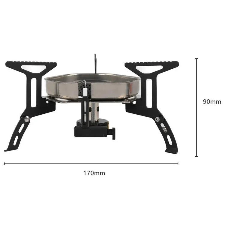 HALIN DS553 Outdoor Camping Windproof Blackened Stove Gas Burner with Gas Tank Adapter