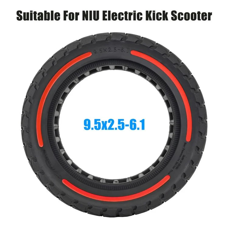 For Niu Electric Kick Scooter 9.5*2.5-6.1 Rubber Tire Honeycomb Shock Absorption Inflation Free Tyre
