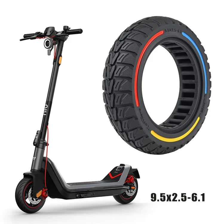 For Niu Electric Kick Scooter 9.5*2.5-6.1 Rubber Tire Honeycomb Shock Absorption Inflation Free Tyre+Yellow+Blue