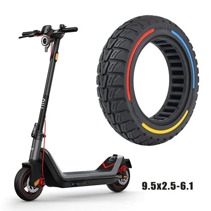 For Niu Electric Kick Scooter 9.5*2.5-6.1 Rubber Tire Honeycomb Shock Absorption Inflation Free Tyre+Yellow+Blue