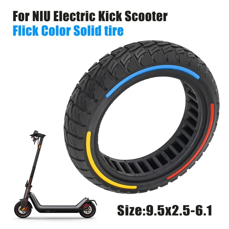 For Niu Electric Kick Scooter 9.5*2.5-6.1 Rubber Tire Honeycomb Shock Absorption Inflation Free Tyre+Yellow+Blue