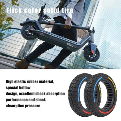 For Niu Electric Kick Scooter 9.5*2.5-6.1 Rubber Tire Honeycomb Shock Absorption Inflation Free Tyre+Yellow+Blue